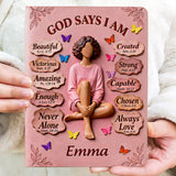 God Says You Are - Personalized African American Leather Journal