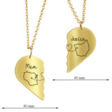 Miles Apart But Close At Heart - Personalized Mother Matching Pendant Necklace