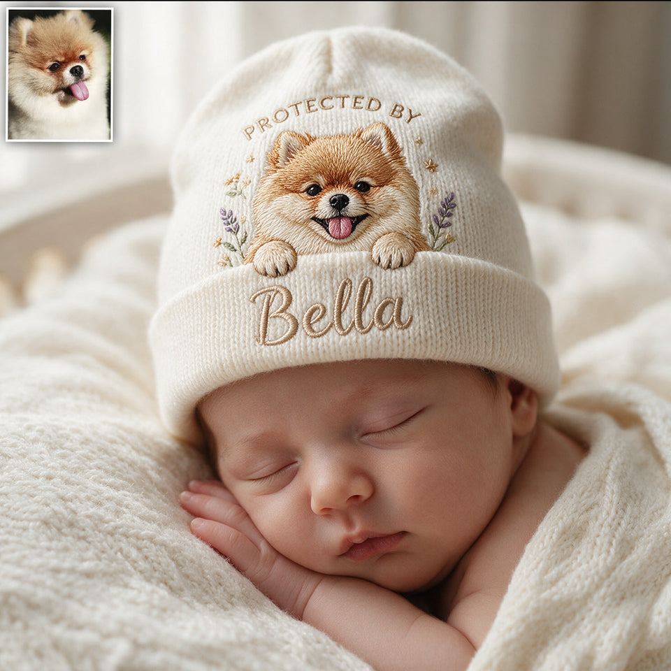 Baby Protected By Pet - Personalized Newborn Beanie Hat