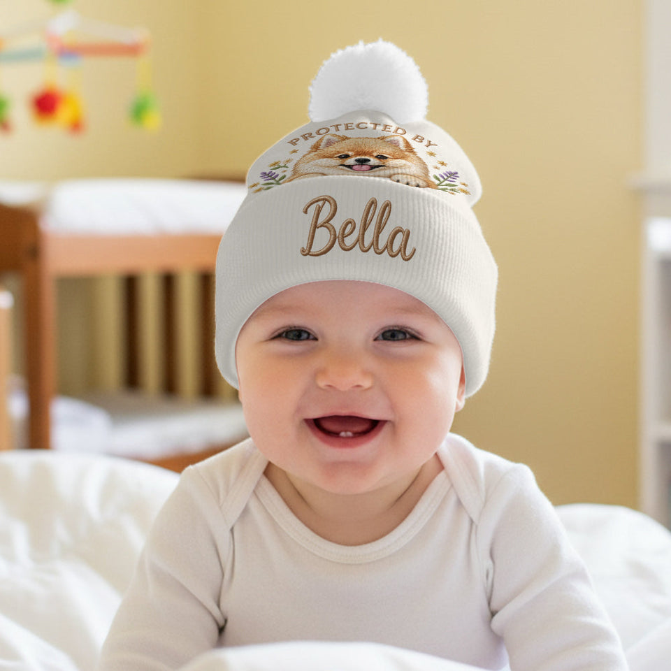 Baby Protected By Pet - Personalized Newborn Beanie Hat