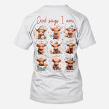 God Says I Am - Personalized Highland Cow All Over Shirt