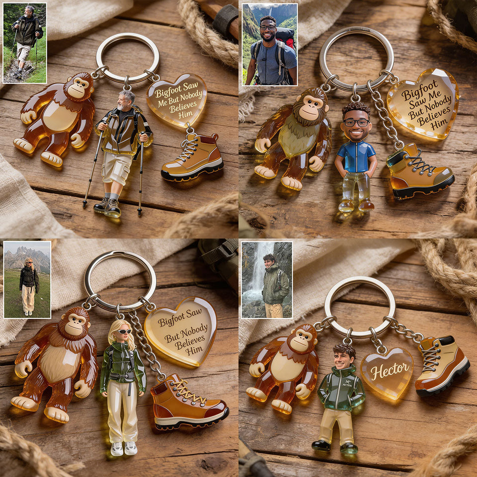 Custom Any Photo - Personalized Hiking Premium Keychain With Charms