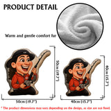 Cartoonish Caricature Fishing Gift - Personalized Fishing Faux Fur Shaped Pillow