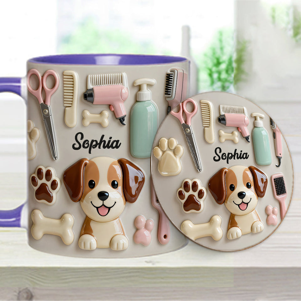Best Dog Groomer - Personalized Dog Groomer Accent Mug & Coaster