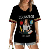 Custom Any Photo Love My Job - Personalized Teacher Fully Printed V-Neck T-Shirt