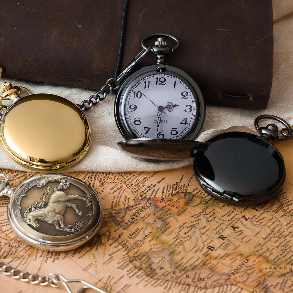 Easily Distracted By Horses - Personalized Horse Pocket Watch