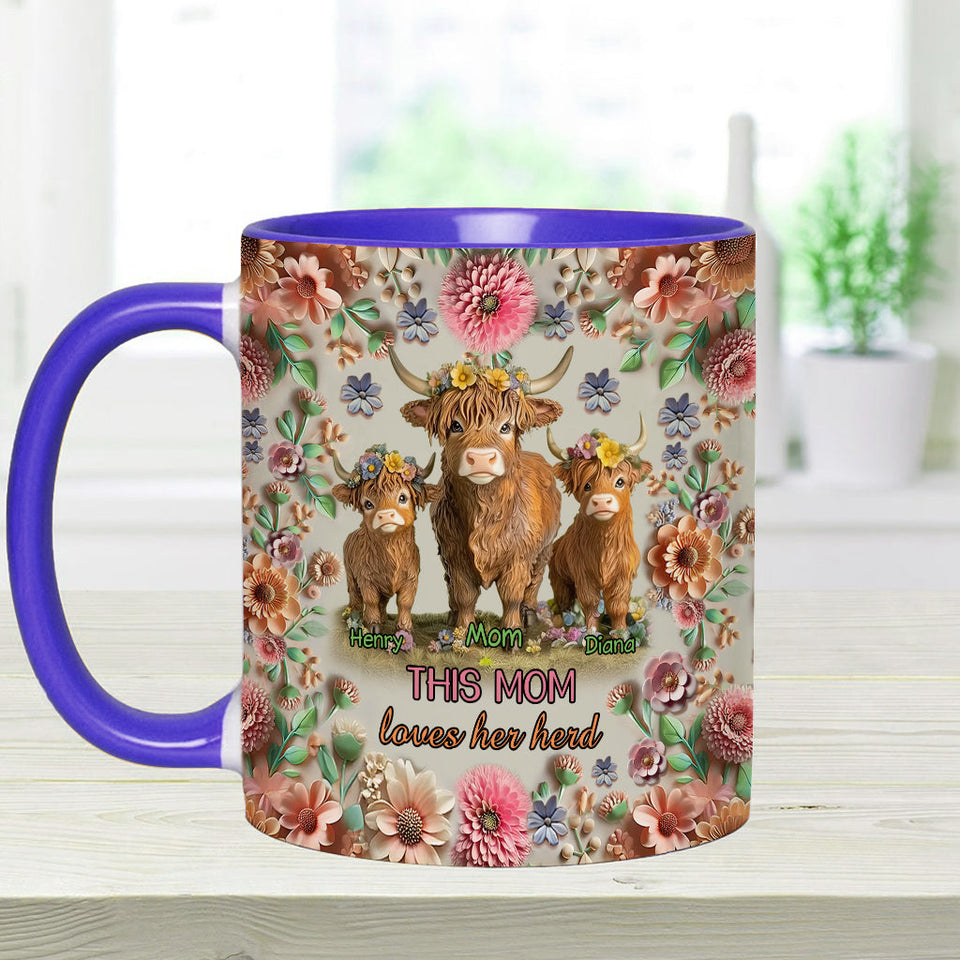 This Mom Loves Her Herd Highland Cow Mother Grandma - Personalized Mother Accent Mug