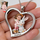 Custom Any Photo Best Easter Gift - Personalized Kid Shaped Metal Pendant Necklace