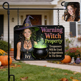 Warning Witch Property - Personalized Witch Wood Sign With Stake