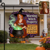 Warning Witch Property - Personalized Witch Wood Sign With Stake