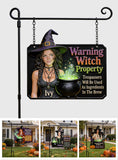 Warning Witch Property - Personalized Witch Wood Sign With Stake