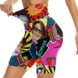 Colorful Art - Personalized Cartoon Lover High-Waisted Biker Shorts