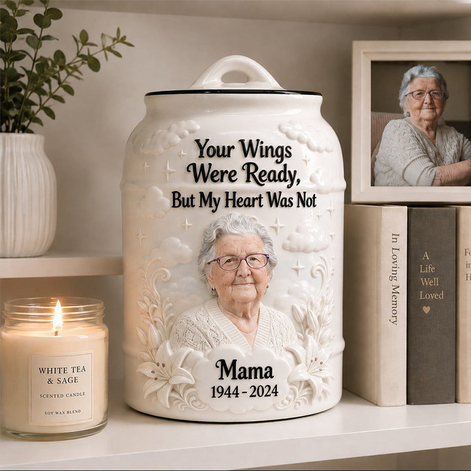 Custom Made Ceramic Urn From Any Photo - Personalized Memorial Urn