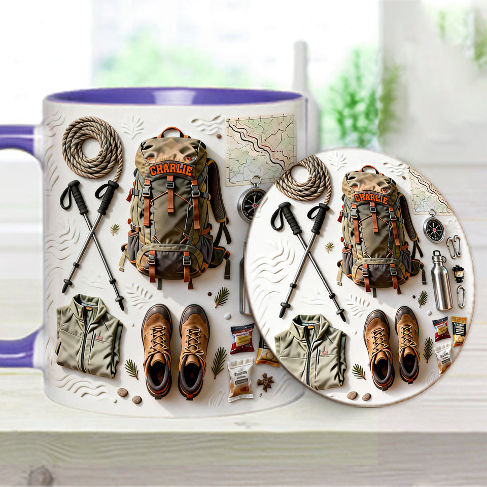 Love Hiking - Personalized Hiking Accent Mug & Coaster