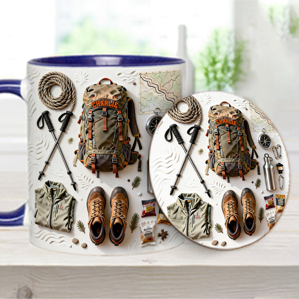Love Hiking - Personalized Hiking Accent Mug & Coaster
