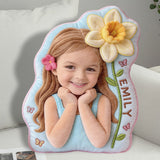 Birth Flower - Personalized Kid Faux Fur Shaped Pillow