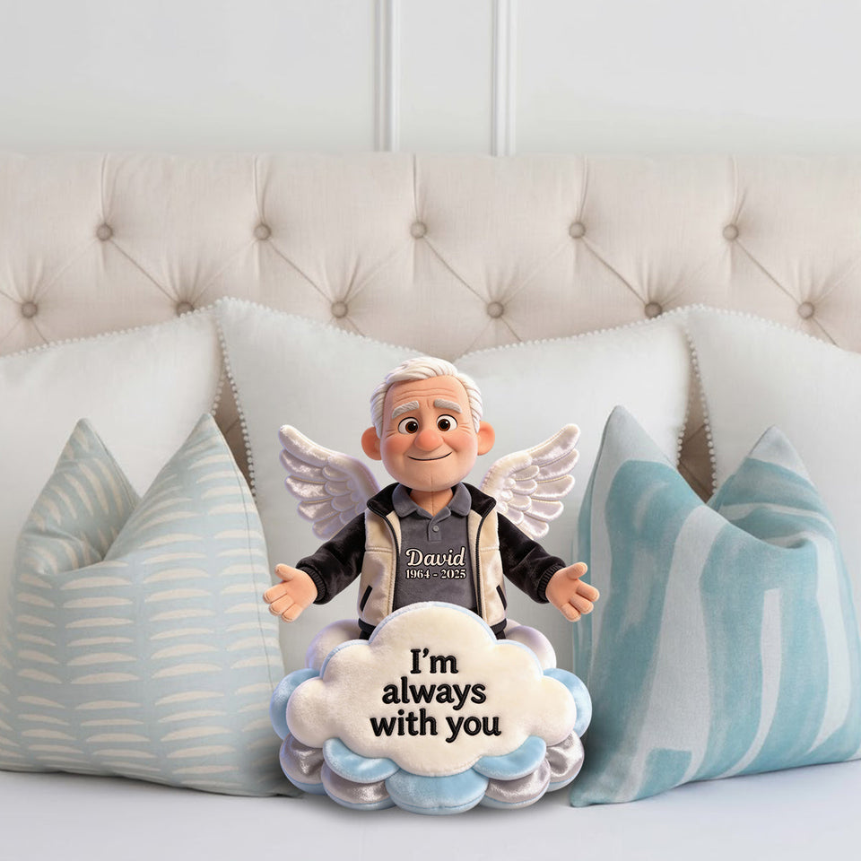 Je suis toujours avec toi - Coussin commémoratif personnalisé en fausse fourrure en forme de losange