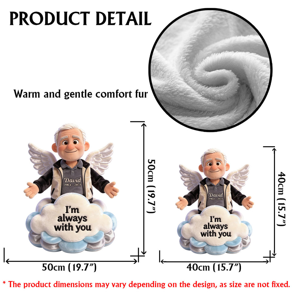 Je suis toujours avec toi - Coussin commémoratif personnalisé en fausse fourrure en forme de losange