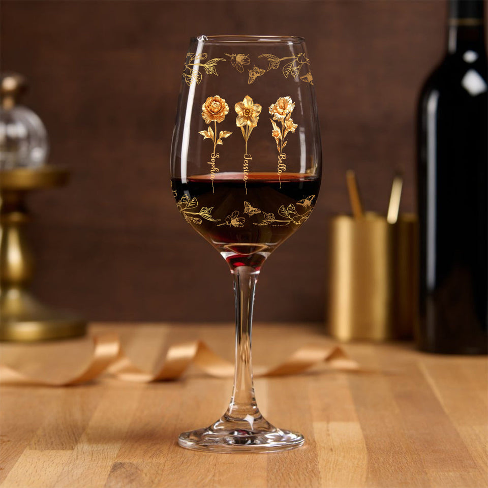 Sisters Are Different Flowers - Personalized Sibling Wine Glass With Long Stem