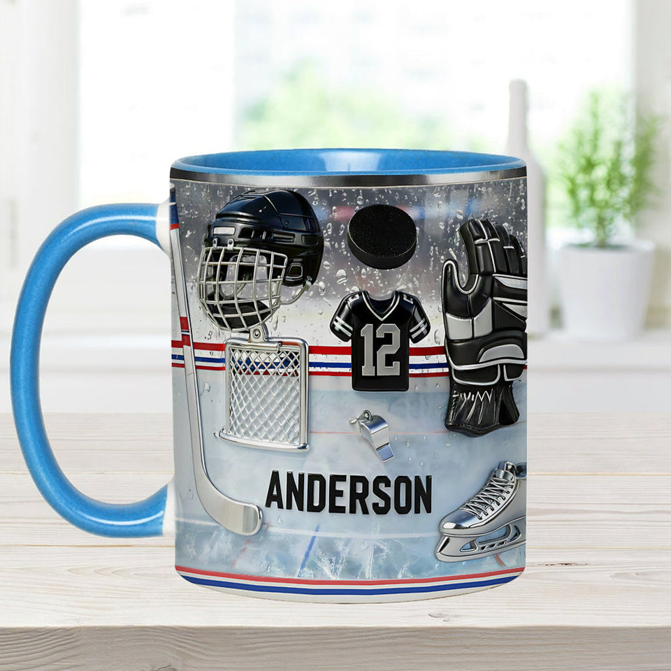 Love Ice Hockey - Personalized Hockey Accent Mug & Coaster