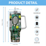 Happiest On The Court - Personalized Tennis Tumbler With Handle