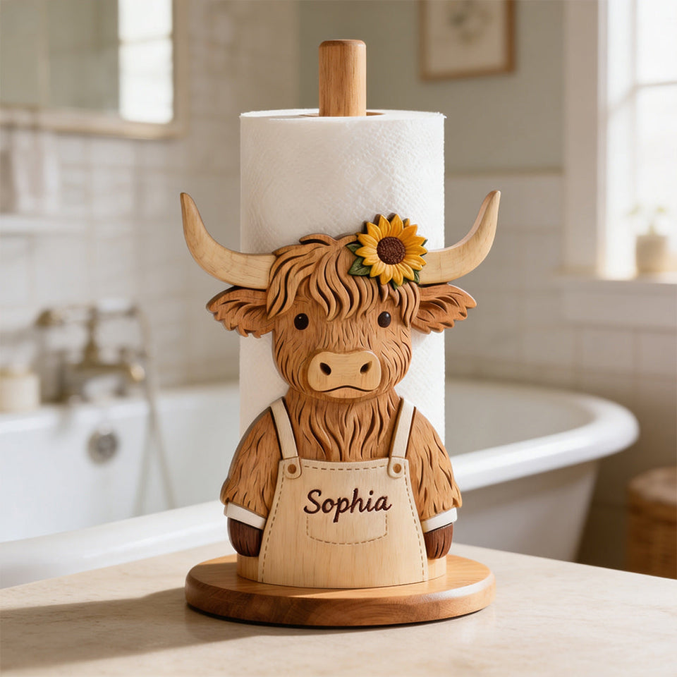 Just A Girl Who Loves Highland Cow - Personalized Highland Cow Paper Towel Stand