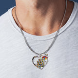 Any Animal Strong Mama - Personalized Autism Awareness Shaped Metal Pendant Necklace