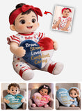 Brave, Strong, Loved - Affirmations Gift - Personalized Kid Faux Fur Shaped Pillow