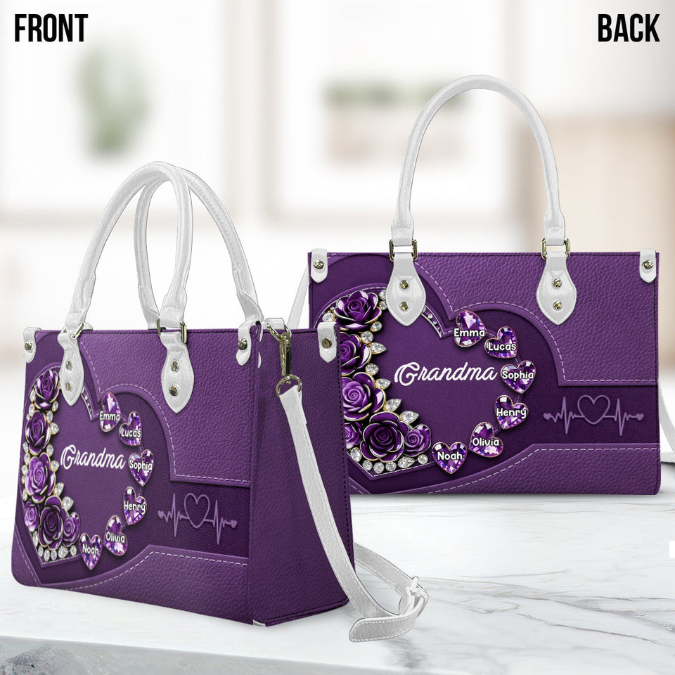 Best Mom Nana Grandma Mama Ever - Personalized Mother Leather Handbag