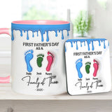 Footprint First Father’s Day Mug 2025 Family of Three - Personalized Father Accent Mug