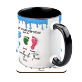 Footprint First Father’s Day Mug 2025 Family of Three - Personalized Father Accent Mug