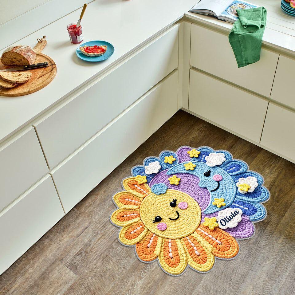 Live By The Sun, Love By The Moon - Personalized Hippie Non-Slip Tufted Rug