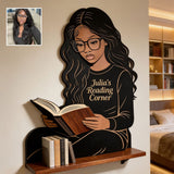Book Worm - Personalized Book Wooden Floating Shelf