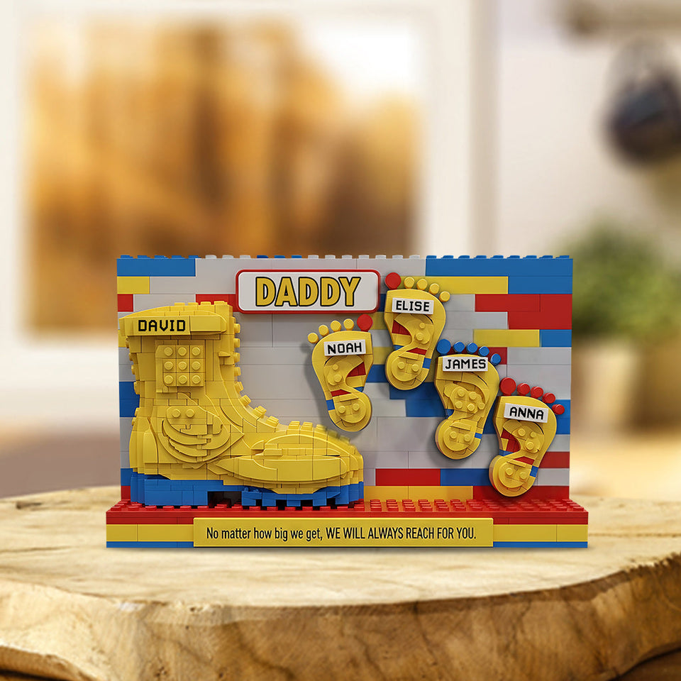 Daddy And Kids - Your Footsteps Led Our Way - Personalized Father Custom Shaped Acrylic Plaque