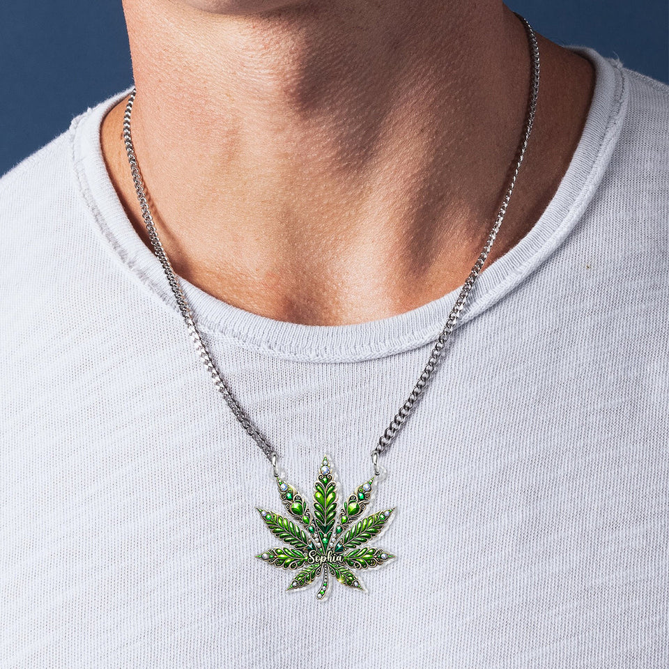 Stunning Leaf - Personalized Weed Custom Shaped Pendant Necklace