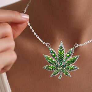 Stunning Leaf - Personalized Weed Custom Shaped Pendant Necklace