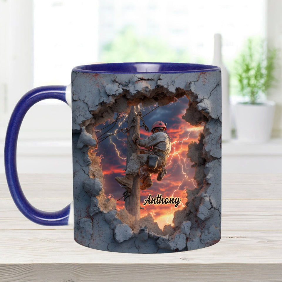 Gift For Lineman Dad, Husband, Son... - Personalized Lineman Accent Mug