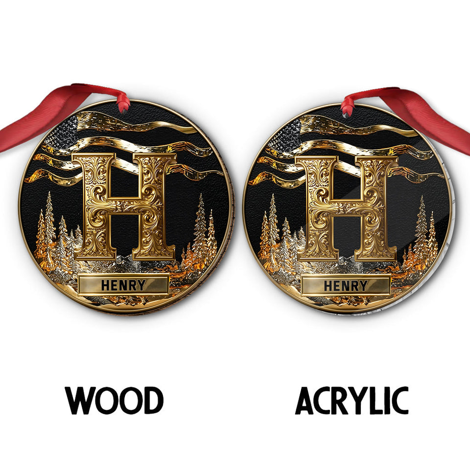 Custom Gold Initial For Family, Merry Christmas 2025 - Personalized Family Ornament