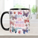 Just A Girl Who Loves Butterflies - Personalized Butterfly Accent Mug