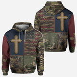 American Flag Cross Faith All Over Print Hoodie - Personalized Christian All Over Shirt