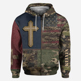 American Flag Cross Faith All Over Print Hoodie - Personalized Christian All Over Shirt