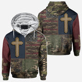 American Flag Cross Faith All Over Print Hoodie - Personalized Christian All Over Shirt