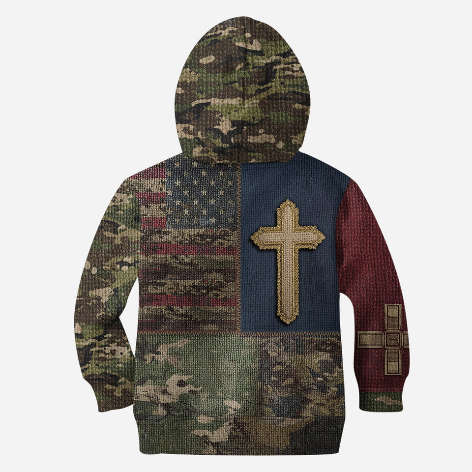 American Flag Cross Faith All Over Print Hoodie - Personalized Christian All Over Shirt