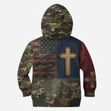 American Flag Cross Faith All Over Print Hoodie - Personalized Christian All Over Shirt