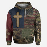 American Flag Cross Faith All Over Print Hoodie - Personalized Christian All Over Shirt