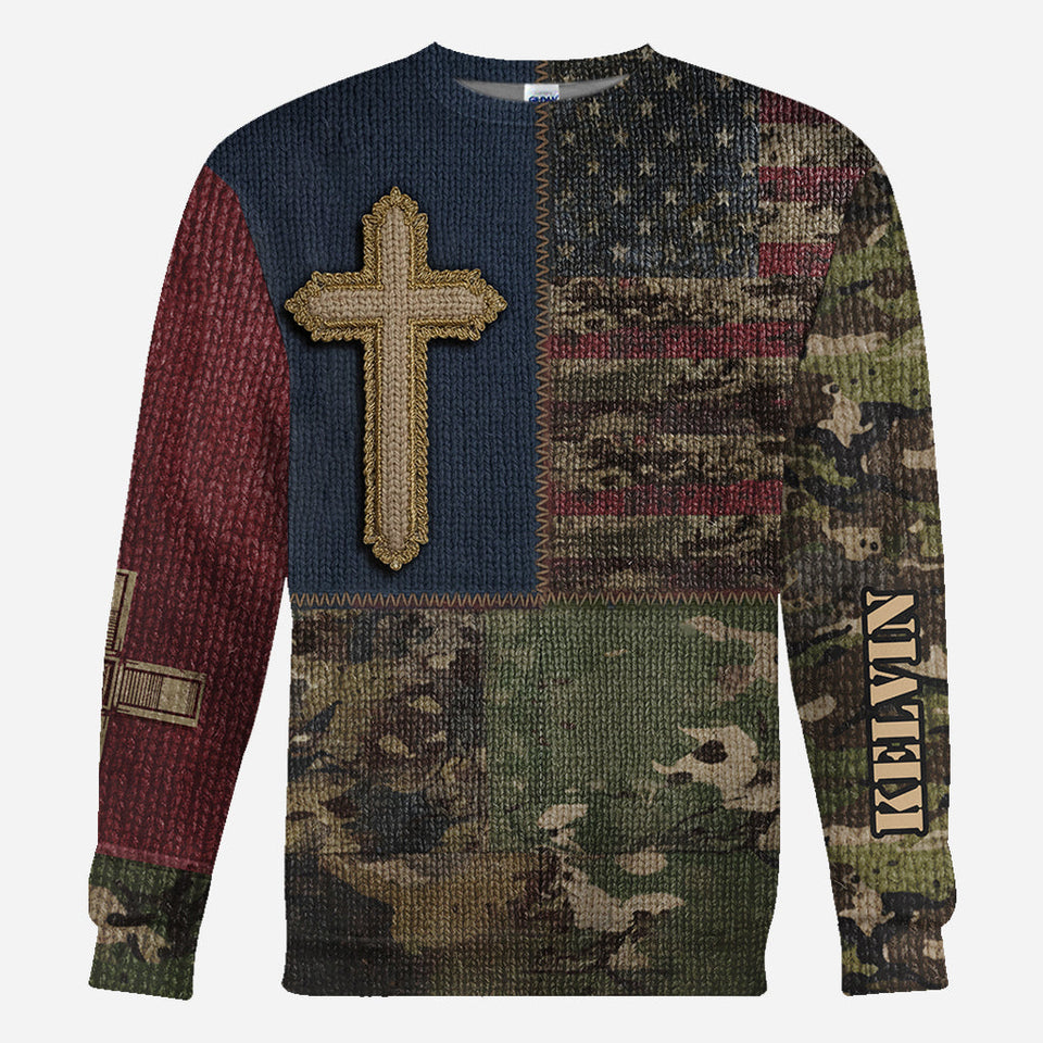 American Flag Cross Faith All Over Print Hoodie - Personalized Christian All Over Shirt