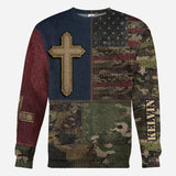 American Flag Cross Faith All Over Print Hoodie - Personalized Christian All Over Shirt