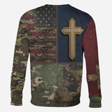 American Flag Cross Faith All Over Print Hoodie - Personalized Christian All Over Shirt