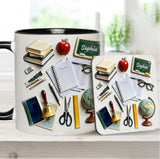 Live Love Teach - Personalized Teacher Accent Mug & Coaster