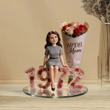 Flower, Photo and Year - Gift For Her - Personalized Birthday Custom Shaped Acrylic Plaque